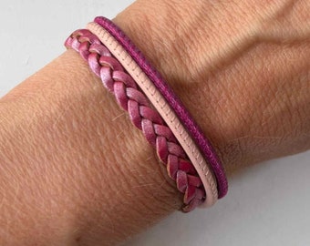 schlichtes Lederarmband pink rosa