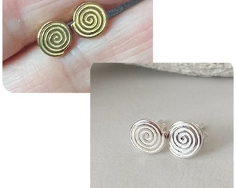 Stud earrings closed spiral 925 silver and gold plated