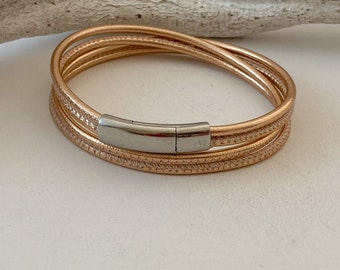 Wickelarmband Nappaleder rosegold metallic