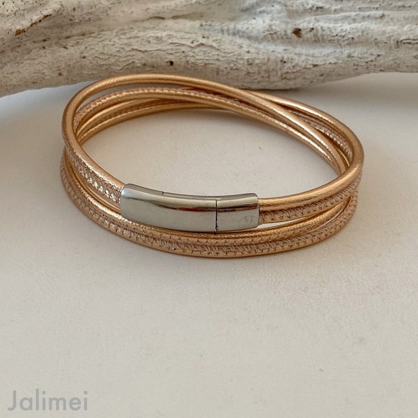 Wickelarmband Nappaleder rosegold metallic