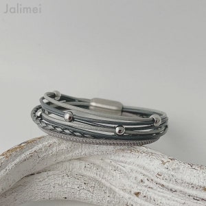 Lederarmband grau Magnetverschluß Bild 4