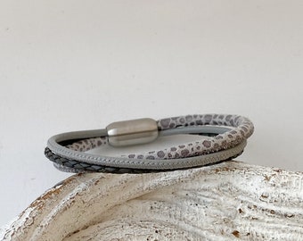 Gray nappa leather bracelet