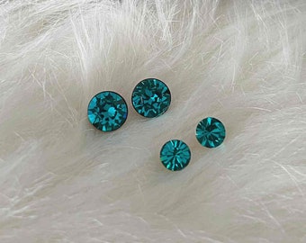 Stud Earrings Crystal Stone Blue Zircon 6 Mm or 8 Mm - Etsy
