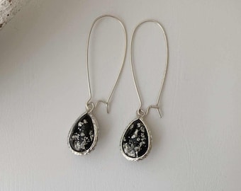 Drop earrings black silver