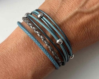 Lederarmband Nappa hellblau