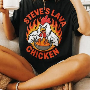 Fire Chicken T-Shirt Unisex Jersey Tee - Fun BBQ Shirt for Food Lovers, Lava Chicken Gift, Game & Movie Fan Apparel