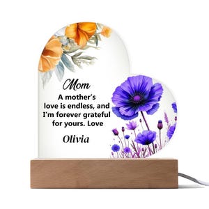 Personalized Mother&#39;s Day Gift – Custom Acrylic Heart Plaque Keepsake, Engraved Mom Present, Unique Mom Gift Idea