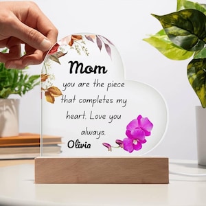 Best Gift for Mom: Personalized Acrylic Heart Plaque, Custom Mom Gift, Unique Keepsake, Mother&#39;s Day Present