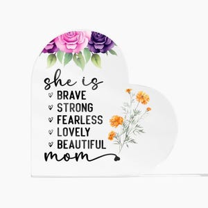 Acrylic Heart Plaque Gift for Mom - Unique Keepsake, Loving Mom Present, Perfect Birthday & Mother&#39;s Day Decor Idea