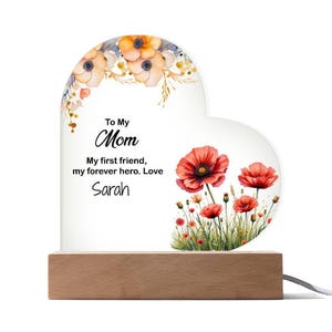 Personalized Gift for Mom – Custom Acrylic Heart Plaque, Mother’s Day Keepsakeughtful Present for Mom