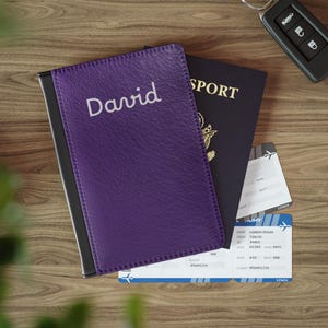 Personalized Passport Cover Holder, Custom Name Leather Passport and Card Holder Travel Wallet for Gift