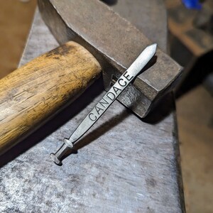 Miniature Sword - personalized Hand forged sword replica scarf pin cocktail stick one of a kind gift image 6