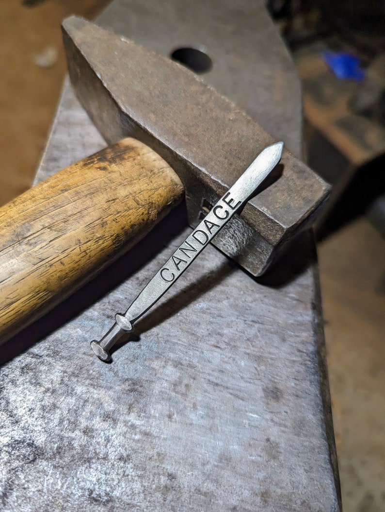 Miniature Sword - personalized Hand forged sword replica scarf pin cocktail stick one of a kind gift image 6
