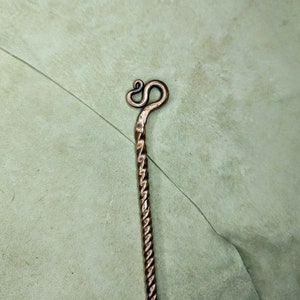 Hand forged copper hair stick / hair pin hand made by blacksmith. Serpentine hair stick