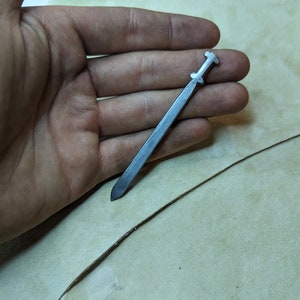 Miniature Sword - personalized Hand forged sword replica scarf pin cocktail stick one of a kind gift image 8