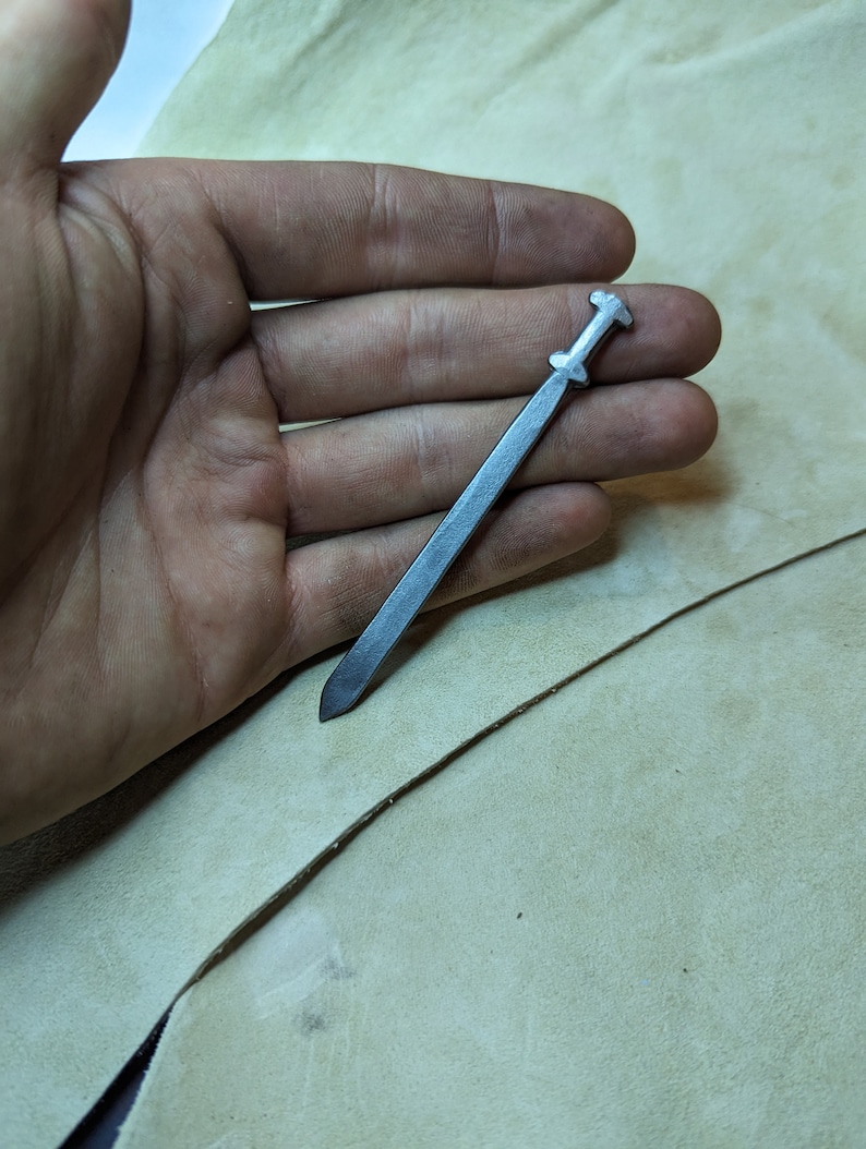 Miniature Sword - personalized Hand forged sword replica scarf pin cocktail stick one of a kind gift image 8