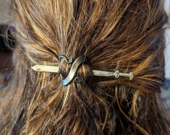 High quality sword/knife hair Barrette, hand forged by blacksmith. Hair pin / hair tie / hair clip