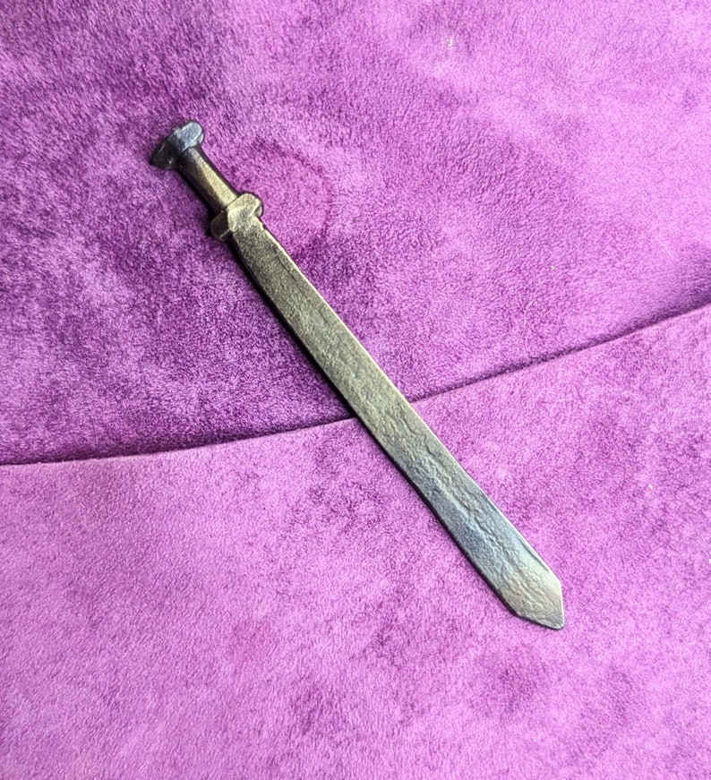 Miniature Sword - personalized Hand forged sword replica scarf pin cocktail stick one of a kind gift image 5