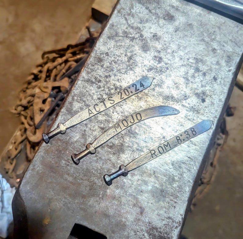Miniature Sword - personalized Hand forged sword replica scarf pin cocktail stick one of a kind gift image 2