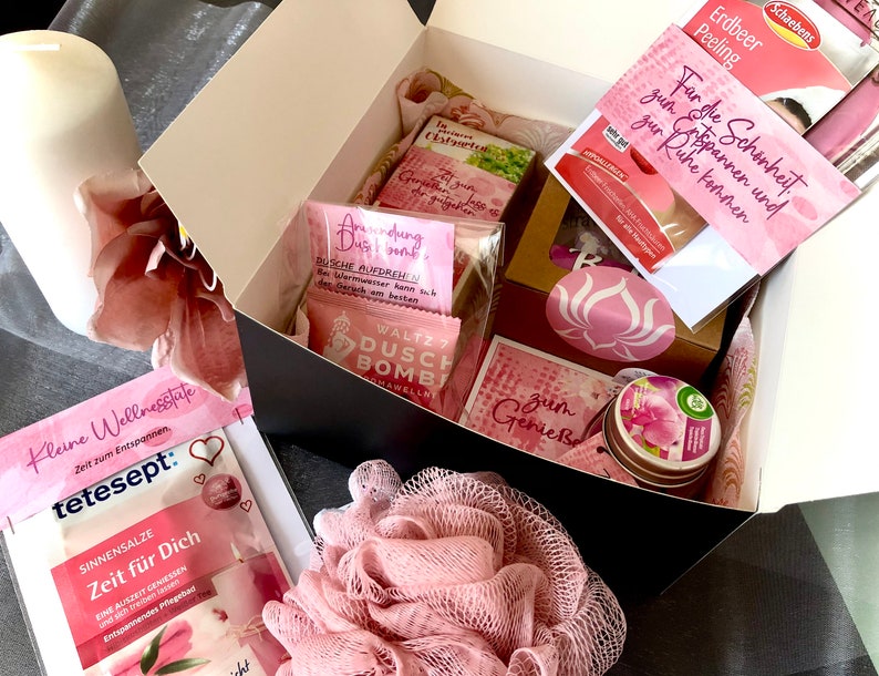 Entspannungsbox, Wellness zum Verschenken, Geschenke für Sie, farbig abgestimmt, ROSA Wellnesspaket fertig zusammengestellt Bild 4