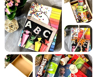 Schulanfangsbox, Junge oder Mädchen, Geschenkbox, fertige Box, ABC, 1. Klasse, Geschenk zur Feier