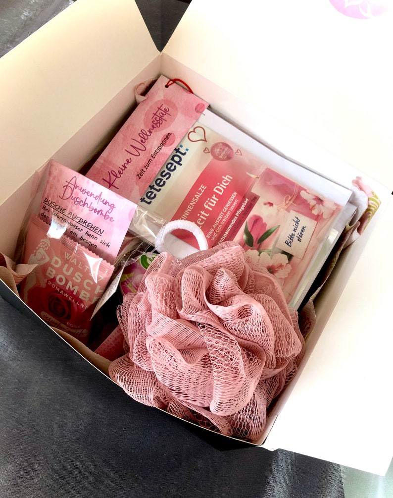 Entspannungsbox, Wellness zum Verschenken, Geschenke für Sie, farbig abgestimmt, ROSA Wellnesspaket fertig zusammengestellt Bild 10