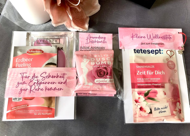 Entspannungsbox, Wellness zum Verschenken, Geschenke für Sie, farbig abgestimmt, ROSA Wellnesspaket fertig zusammengestellt Bild 6