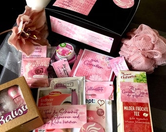 Entspannungsbox, Wellness zum Verschenken, Geschenke für Sie, farbig abgestimmt, ROSA Wellnesspaket fertig zusammengestellt