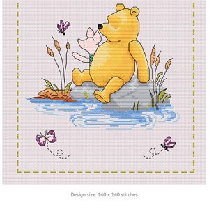 Winnie the Pooh and Piglet cross stitch *PATTERN ONLY*