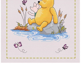 Winnie the Pooh and Piglet cross stitch *PATTERN ONLY*