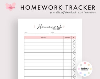 Homework Tracker Etsy
