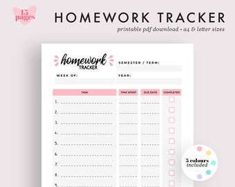 assignment deadline tracker Homework Tracker, Printable Planner, Assignment Tracker, Homework Planner, Assignment Planner, Student Planner - A4 and Letter Sizes