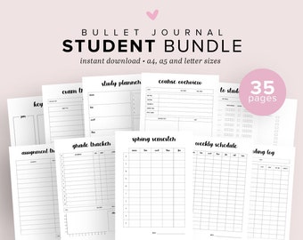 Student Planner Pack Printable, School Planner Printable, Bullet Planner, Journal Pages, Student Organizer, College Planner A4, A5 & Letter