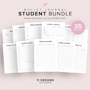 Student Planner Pack Printable, School Planner Printable, Bullet Planner, Journal Pages, Student Organizer, College Planner A4, A5 & Letter