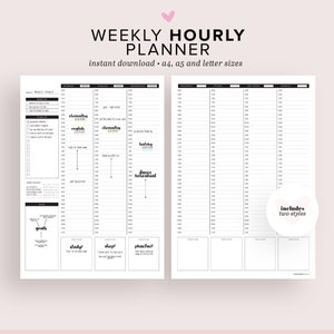 Weekly Hourly Planner Printable, Weekly Schedule Printable, Daily Planner Printable, Weekly Organizer, Weekly To-Do List - A4, A5 & Letter