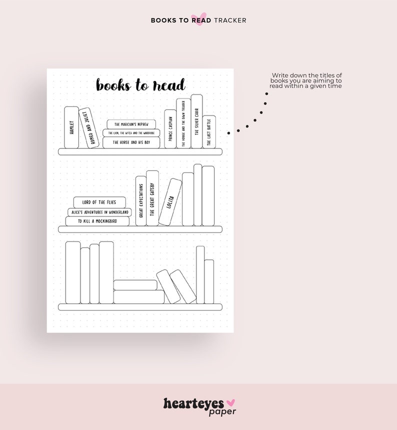 Books to Read Printable Bullet Journal Printable Book List | Etsy