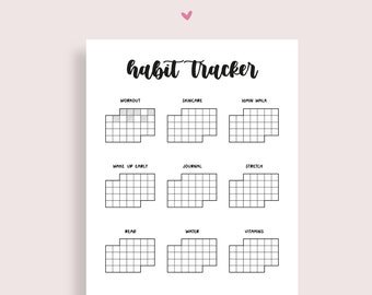 Habit Tracker Printable, Habit Printable, Habit Chart, Habit Journal, Bullet Journal Printable, Pre-Made Bullet Journal, Bujo Inserts