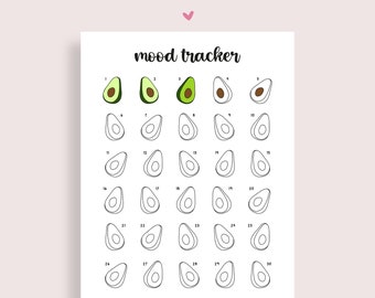 Mood Tracker Printable, Daily Tracker, Daily Log, Printable Tracker, Journal Inserts, Journal Pages, Habit Tracker, Avocado Style, A4 A5