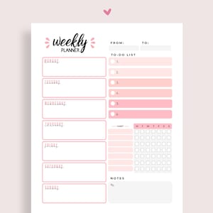 Weekly Planner, Weekly Schedule, Printable Planner, Weekly Organizer, School Planner, To-Do List, Planner Printable - A4 & Letter Sizes