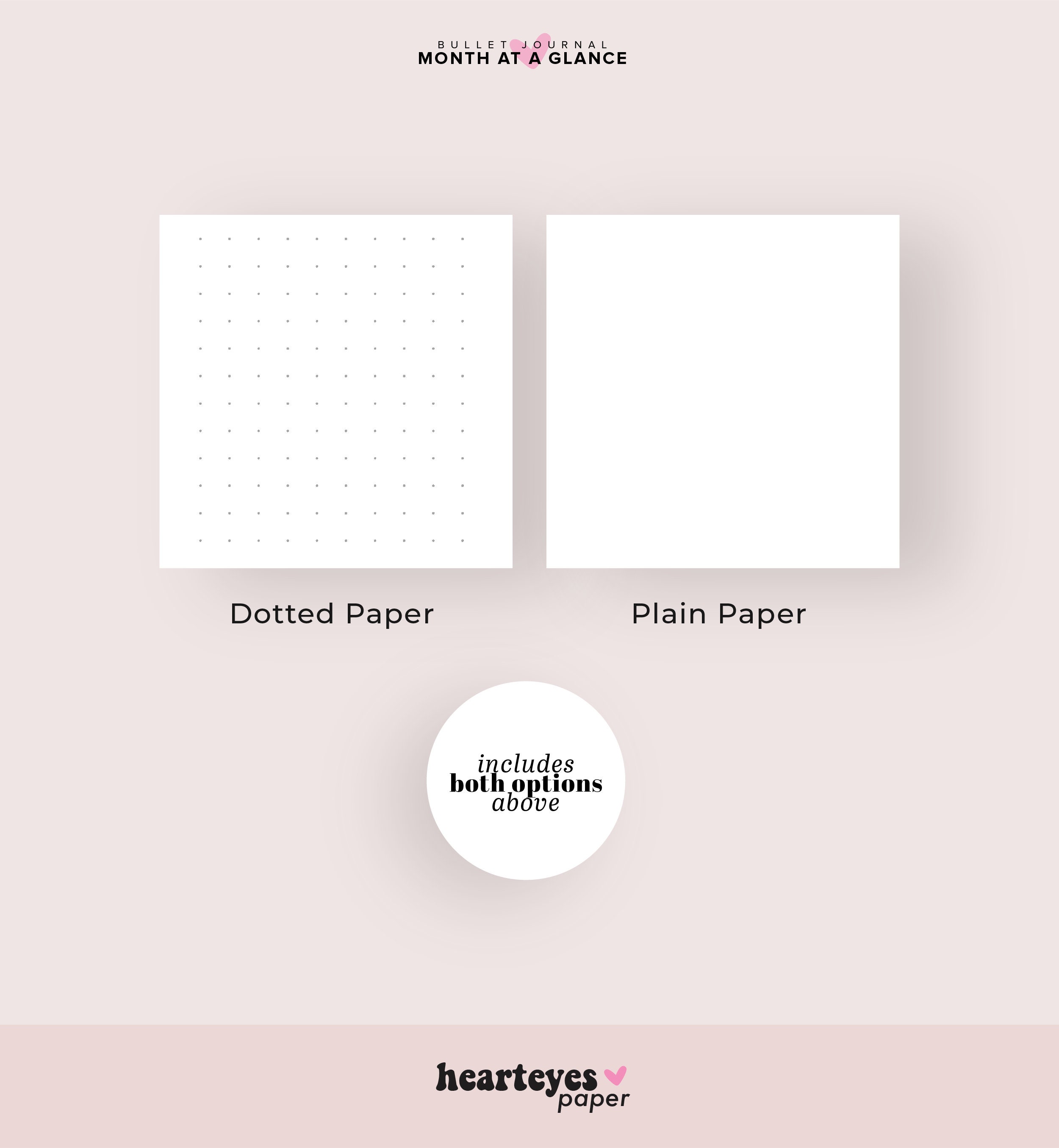 Month at a Glance Printable, Bullet Planner, Journal Pages, Monthly ...