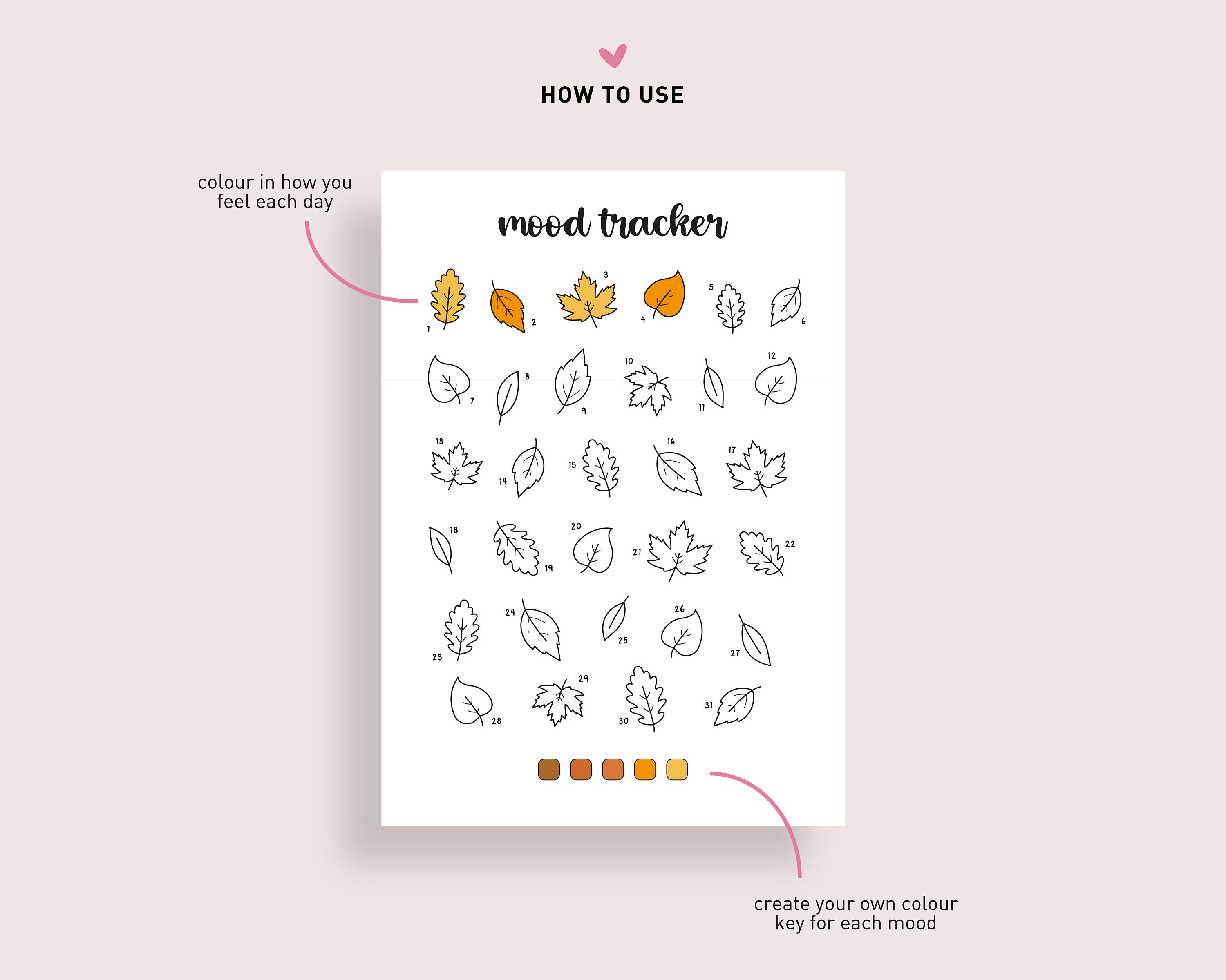 Fall Tracker Form Mood Tracker Printable, Daily Tracker, Daily Log, Printable Tracker ...