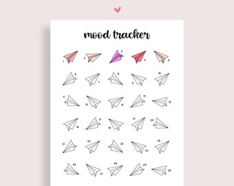 Mood Tracker Printable, Daily Tracker, Daily Log, Printable Tracker, Journal Inserts, Journal Pages, Habit Tracker, Paper Plane Style, A4 A5