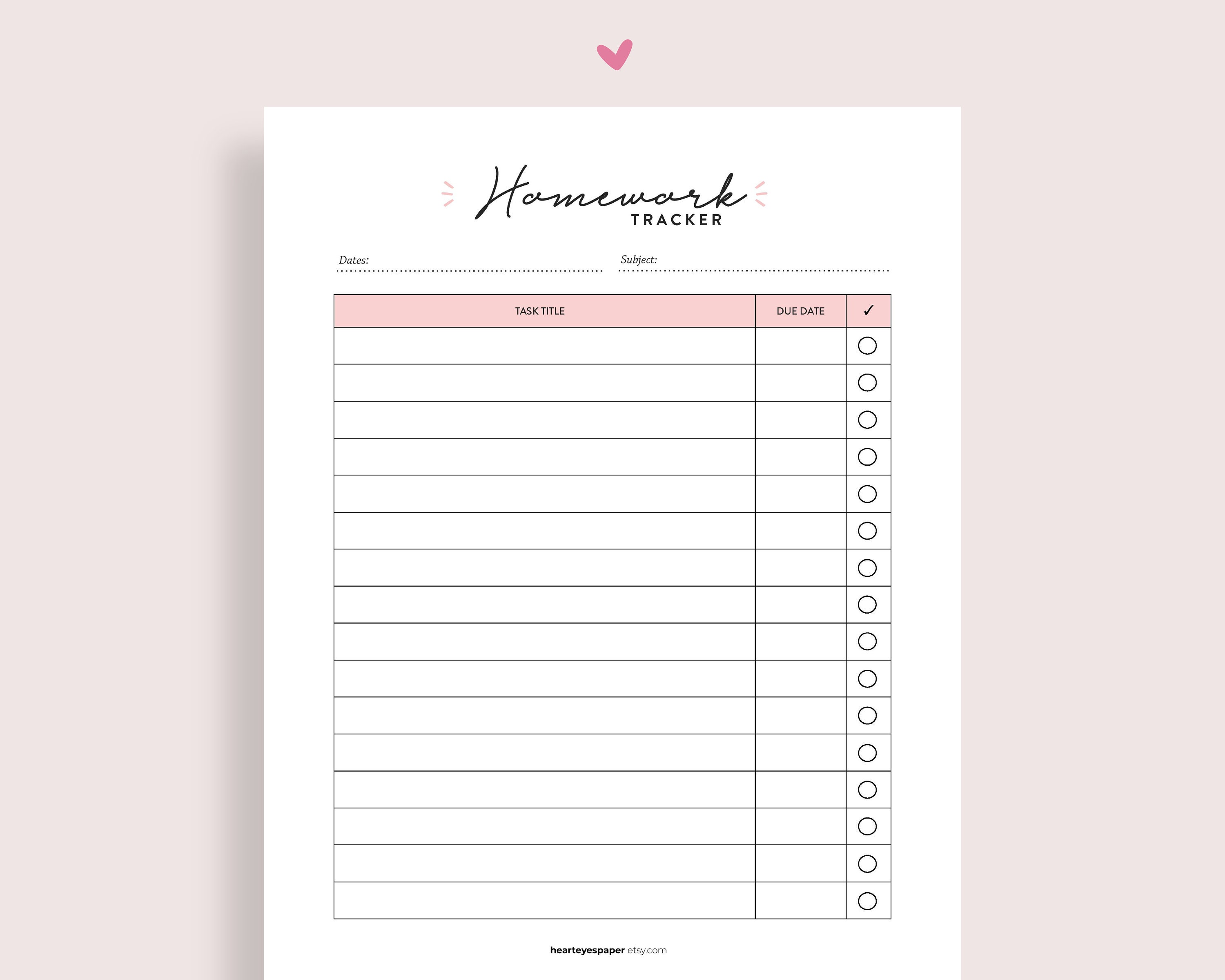 Free Printable: Homework Planner