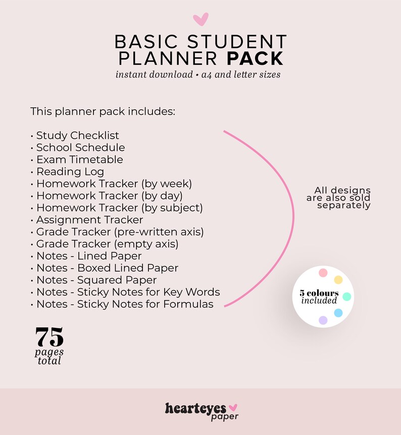 Printable Student Planner, Study Planner Pack, School Planner, College ...