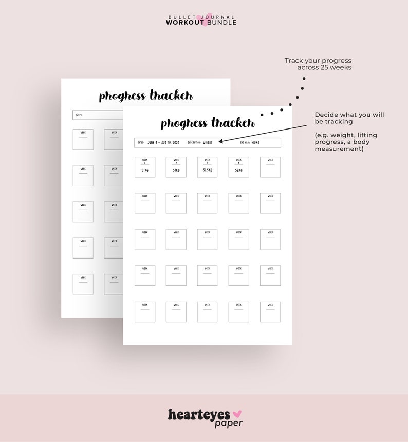 Fitness Planner Printable, Workout Planner Printable, Fitness Tracker, Weight Loss Planner, Weight Tracker, Journal Pages, Bullet Planner image 6