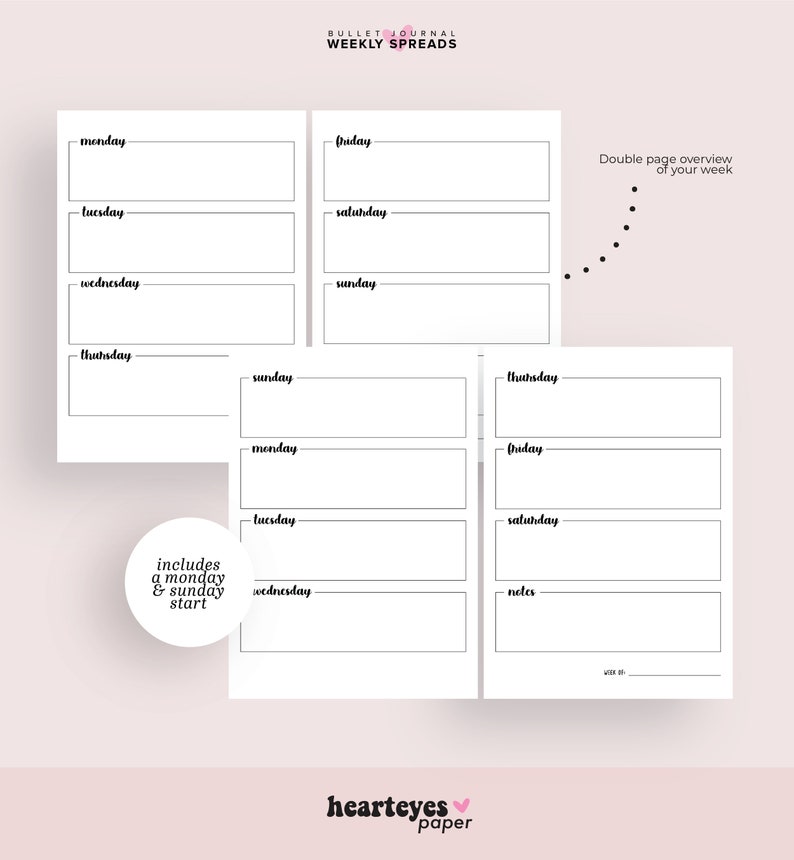 Weekly Spread Printable Bullet Planner Weekly Planner - Etsy