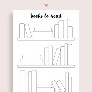 Libros para leer imprimibles, Planificador de viñetas, Páginas de diario, Lista de libros imprimible, Lista de lectura, Registro de lectura, Estantería imprimible A4, A5 y Carta