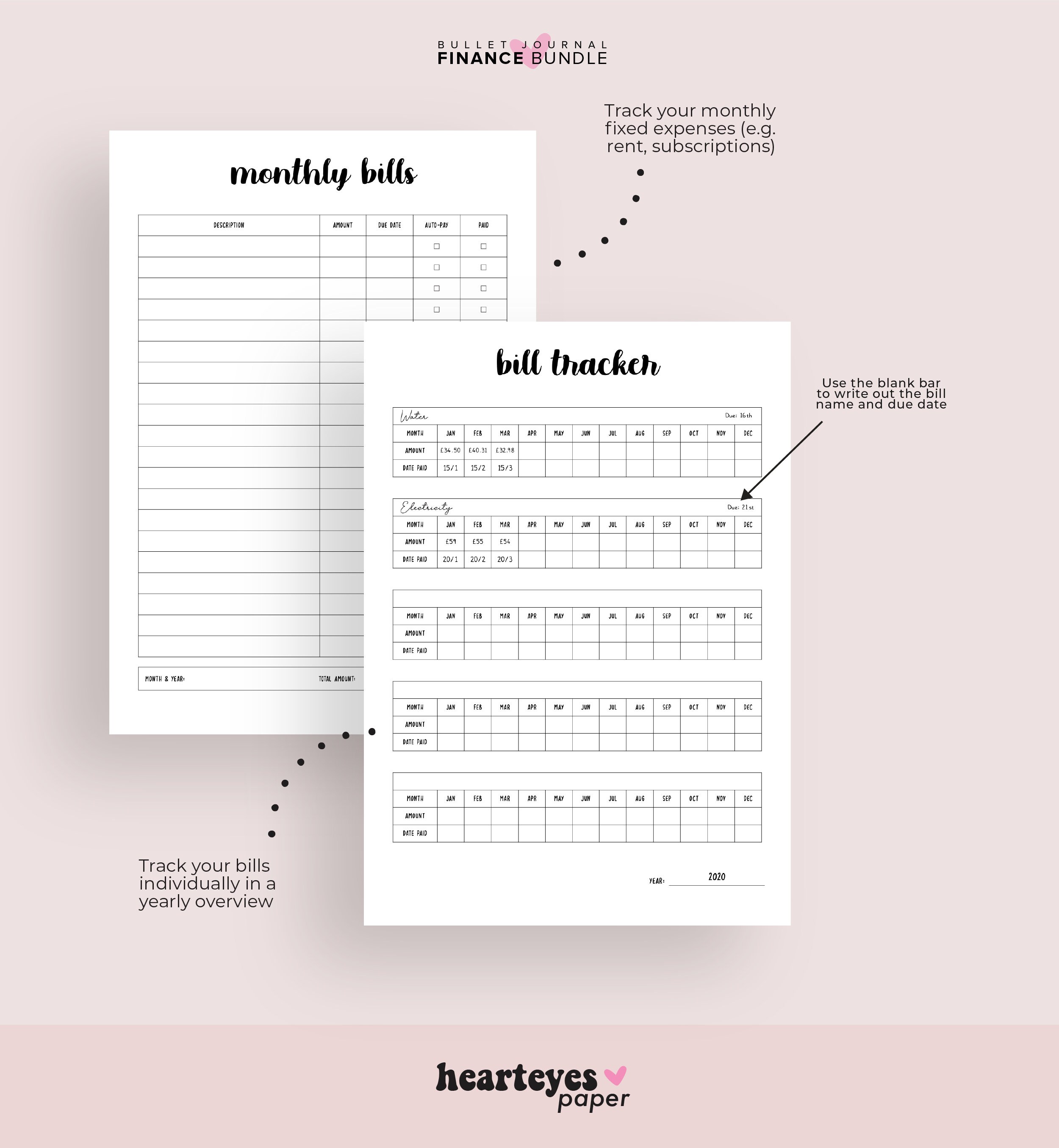 Finance Planner Pack Printable Bullet Journal Printable | Etsy Canada