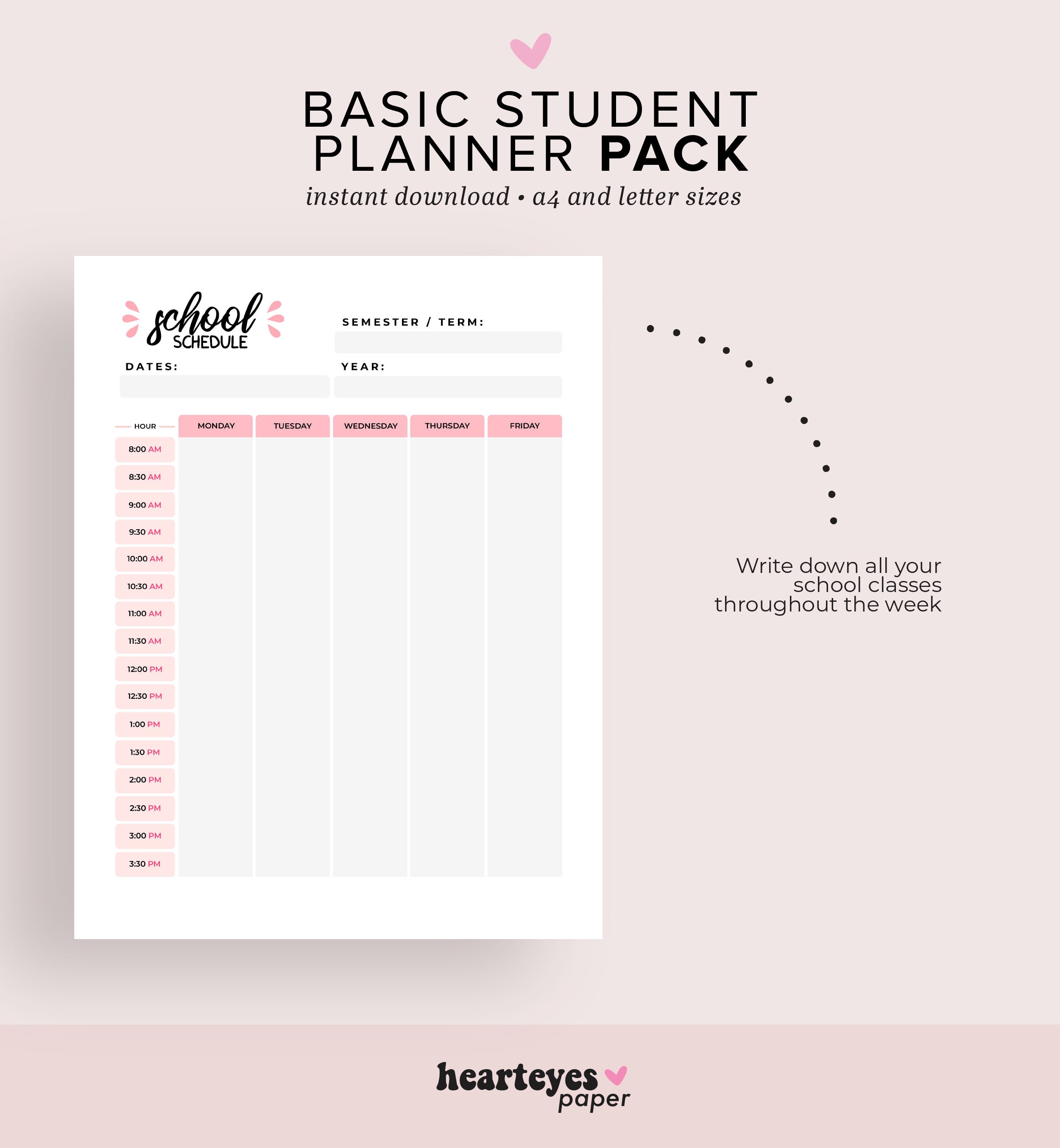 Printable Student Planner, Study Planner Pack, School Planner, College ...