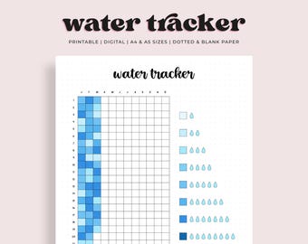 Water Tracker, PRINTABLE Journal Page, Water Log, Water Intake Tracker, Yearly Tracker, Hydrate Tracker, Health Tracker, Habit Tracker
